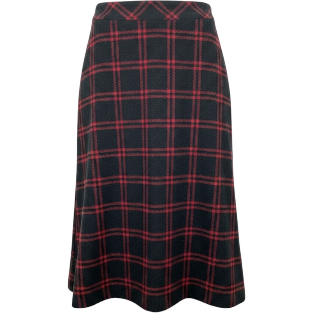 Vintage Coldwater Creek Plaid A-Line Midi Skirt Petite PM Wool Blend Academic